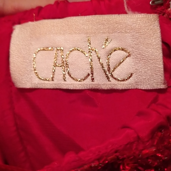 Cache Red Beaded/ Sequin Medium Dress - Picture 3 of 6